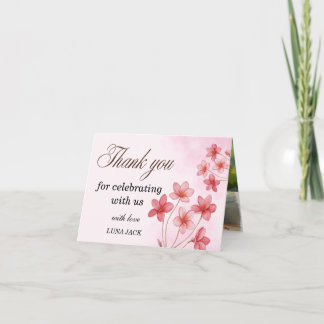 Süße rosa Blumen Geburtstags Dankeschön Dankeskarte