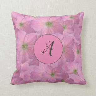 Süße rosa Blumen mit kundenspezifischem Monogram Kissen
