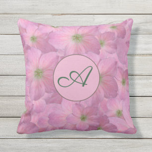 Süße rosa Blumen mit kundenspezifischem Monogramm Kissen