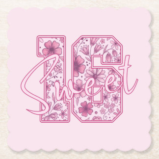 Süße rosa Blumen zum 16. Geburtstag Untersetzer