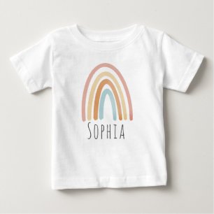 Süße rosa Boho-Wasserfarbe Regenbogen für Mädchen Baby T-shirt