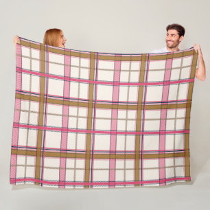 Süße rosa-braune Karo-Ästhetik-Fleece-Decke Fleecedecke