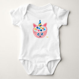 Süße rosa Caticorn Frühstücksschale Illustration – Baby Strampler