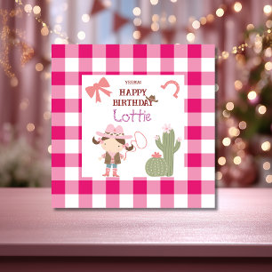 Süße Rosa Cowgirl Kindergeburtstag Karte