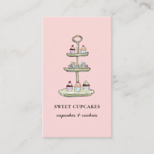 Süße rosa Cupcake-Macarons-Bäckerei Visitenkarte