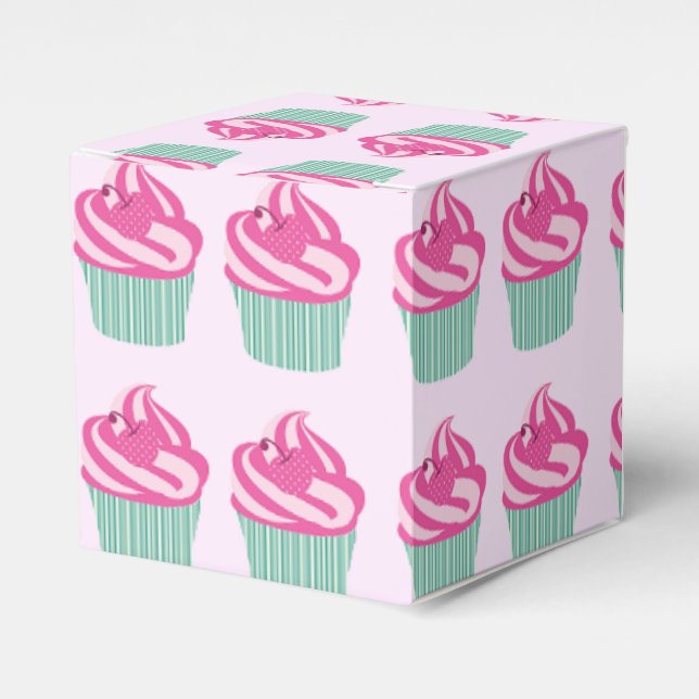Süße rosa Cupcakes Muster Pastellrosa Geschenkschachtel (Vorderseite)
