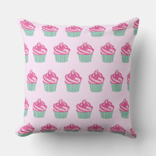 Süße rosa Cupcakes Muster Pastellrosa Kissen