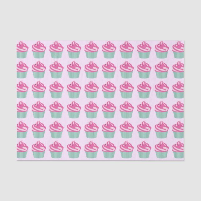 Süße rosa Cupcakes-Muster Seidenpapier (Vorderseite)