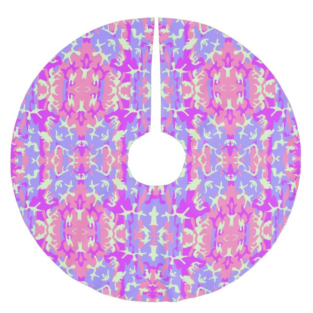Süße rosa digitale Tarnmuster Polyester Weihnachtsbaumdecke (Vorderseite)
