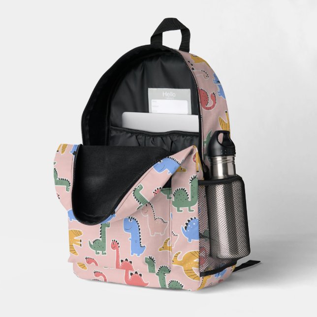 Süße rosa Dinosaurier Mädchen Rucksack (Rückseitige Ecke links (Offen) )