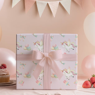 Süße rosa Einhorn-Geburtstagsfeier für Mädchen Geschenkpapier