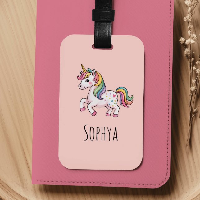 Süße rosa Einhorn-Mädchen-Kinder Gepäckanhänger (Von Creator hochgeladen)
