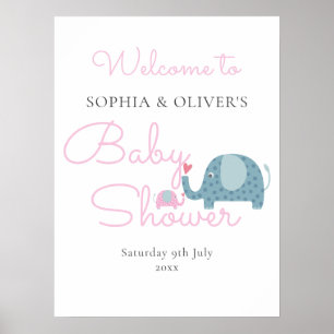 Süße rosa Elefanten Baby Mädchen Shower Begrüßungs Poster