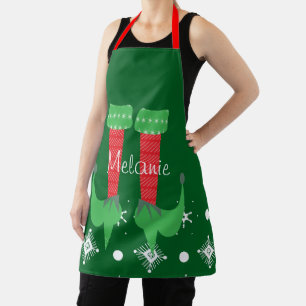 Süße rosa Elf Name Schneeflocken Weihnachten Schürze