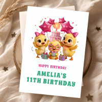 Süße rosa Entlein Glückwunschkarte zum Geburtstag 