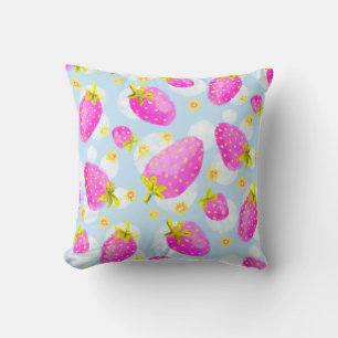 Süße rosa Erdbeer-Throw-Pillow Kissen