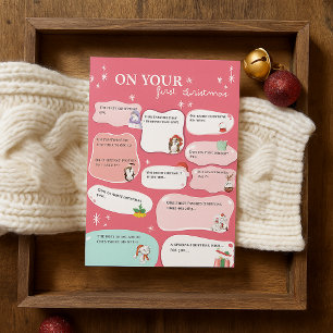 Süße rosa Erinnerung an das erste Weihnachten des Einladung