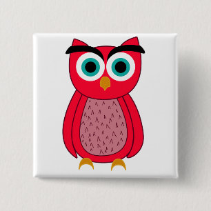 Süße rosa Eulenillustration Button