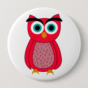 Süße rosa Eulenillustration Button