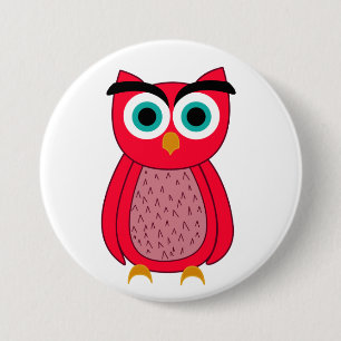 Süße rosa Eulenillustration Button