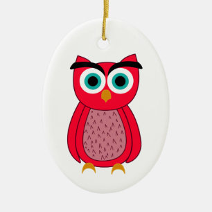 Süße rosa Eulenillustration Keramik Ornament