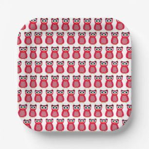Süße rosa Eulenillustration Pappteller