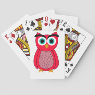Süße rosa Eulenillustration Spielkarten