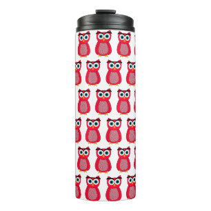 Süße rosa Eulenillustration Thermosbecher