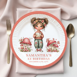 Süße Rosa Fee 7. Geburtstag Florale Party Papier Pappteller