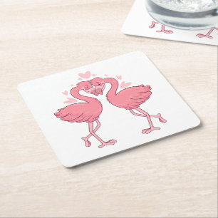 Süße rosa Flamingo-Tropenstrandhochzeit Rechteckiger Pappuntersetzer