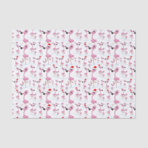 Süße rosa Flamingos Weihnachtsmann Hüte Muster Seidenpapier