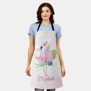 Süße rosa FlamingosTropische Blätter Schürze