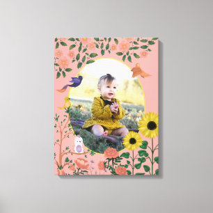 Süße rosa florale New Baby Foto-Nursery-Kunst Leinwanddruck