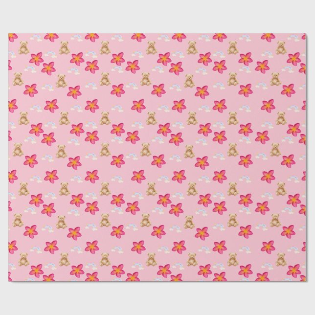 Süße rosa florale Sternmuster-Wrap-Papier | Ae Geschenkpapier (Flach)