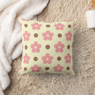 Süße rosa florale und braune gepunktete Retro-Must Kissen