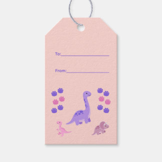 Süße rosa Geschenkanhänger mit Dinosauriern zum Ge