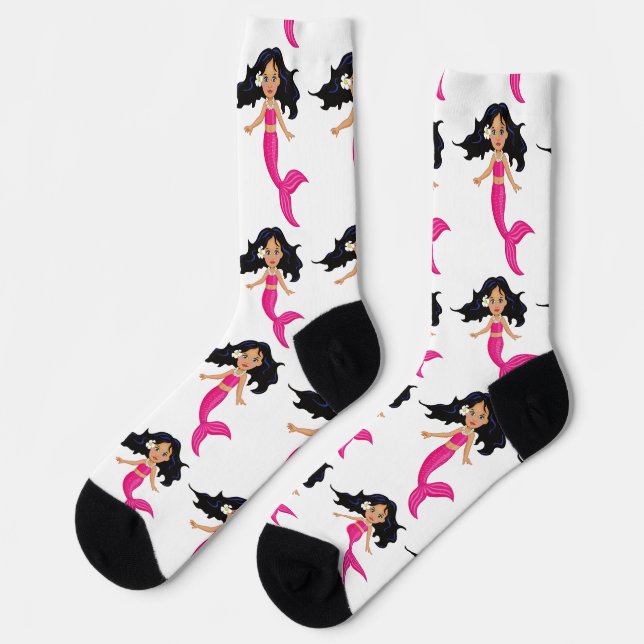 Süße Rosa-geschwänzte Meerjungfrau Thunder_Cove Socken (Linkes Detail)