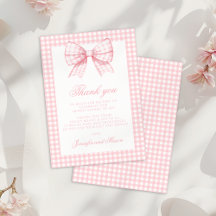 Süße rosa Gingham-Schleifen-Baby-Mädchen-Party
