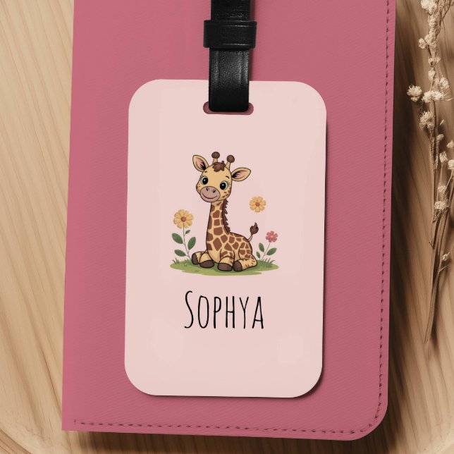 Süße rosa Giraffe Mädchen Kids Gepäckanhänger (Von Creator hochgeladen)