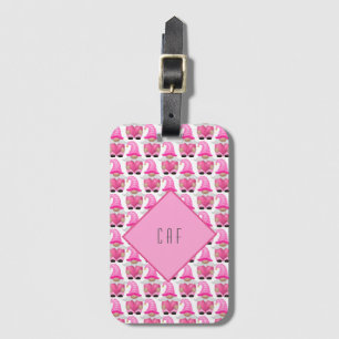 Süße rosa Gnome mit Herz Monogramm Wald Gepäckanhänger