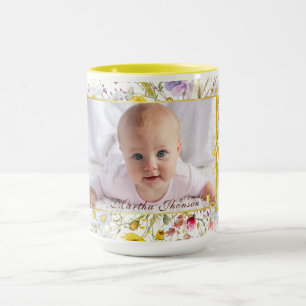Süße rosa goldene florale Wasserfarbe Baby Mädchen Tasse