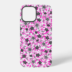 Süße rosa graue weiße abstrakte Blumen iPhone 12 Pro Hülle