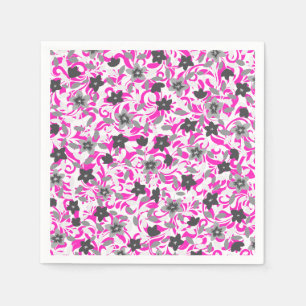Süße rosa graue weiße abstrakte Blumen Serviette