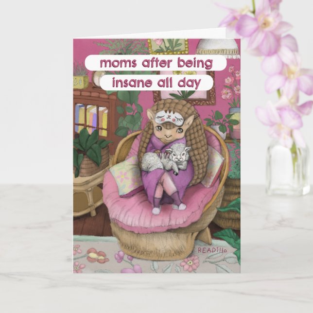 Süße Rosa Gürteltier-Mutterschaft Meme Muttertag Karte (Orchidee)