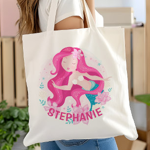 Süße rosa Haarmermaid Mädchen Fantasy personalisie Tragetasche