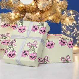 süße rosa Halloween-Kirsche Illustration Geschenkpapier