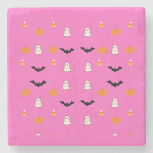 Süße rosa Halloween-Untersetzer Steinuntersetzer