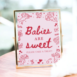 Süße rosa handgezeichnete Babys sind süß, nehmt eu Poster