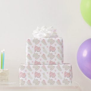 Süße rosa Hasenschuhe Muster Geschenkpapier
