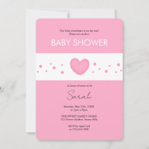Süße rosa Herz Baby Shower Einladung